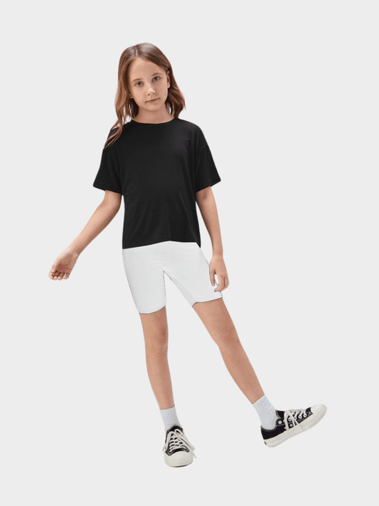 Kids Black solid tshirt with Quater Pant