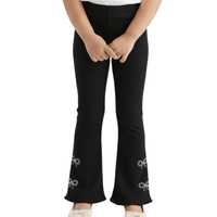 Kids Black Stone Bow Flared Long Pant (3yrs - 12yrs)