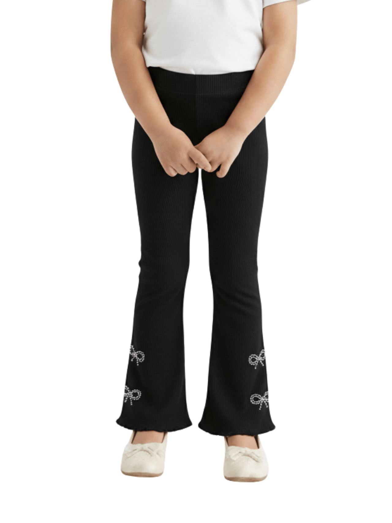 Kids Black Stone Bow Flared Long Pant (3yrs - 12yrs)