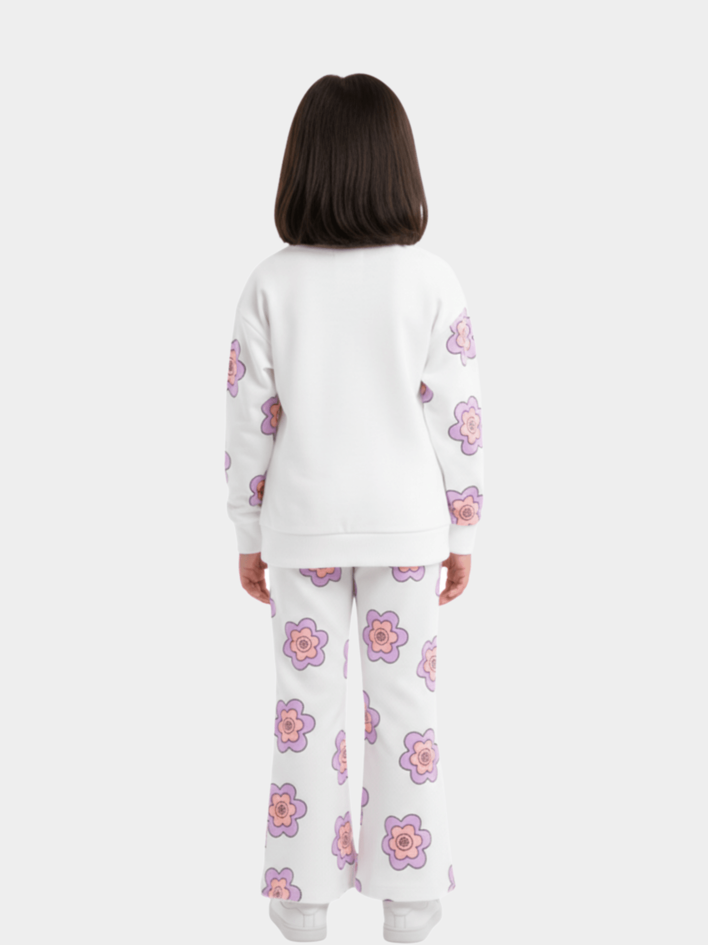 Kids' Casual White & Lavender Minnie Mouse Pullover Top & Flare Pant Outfit