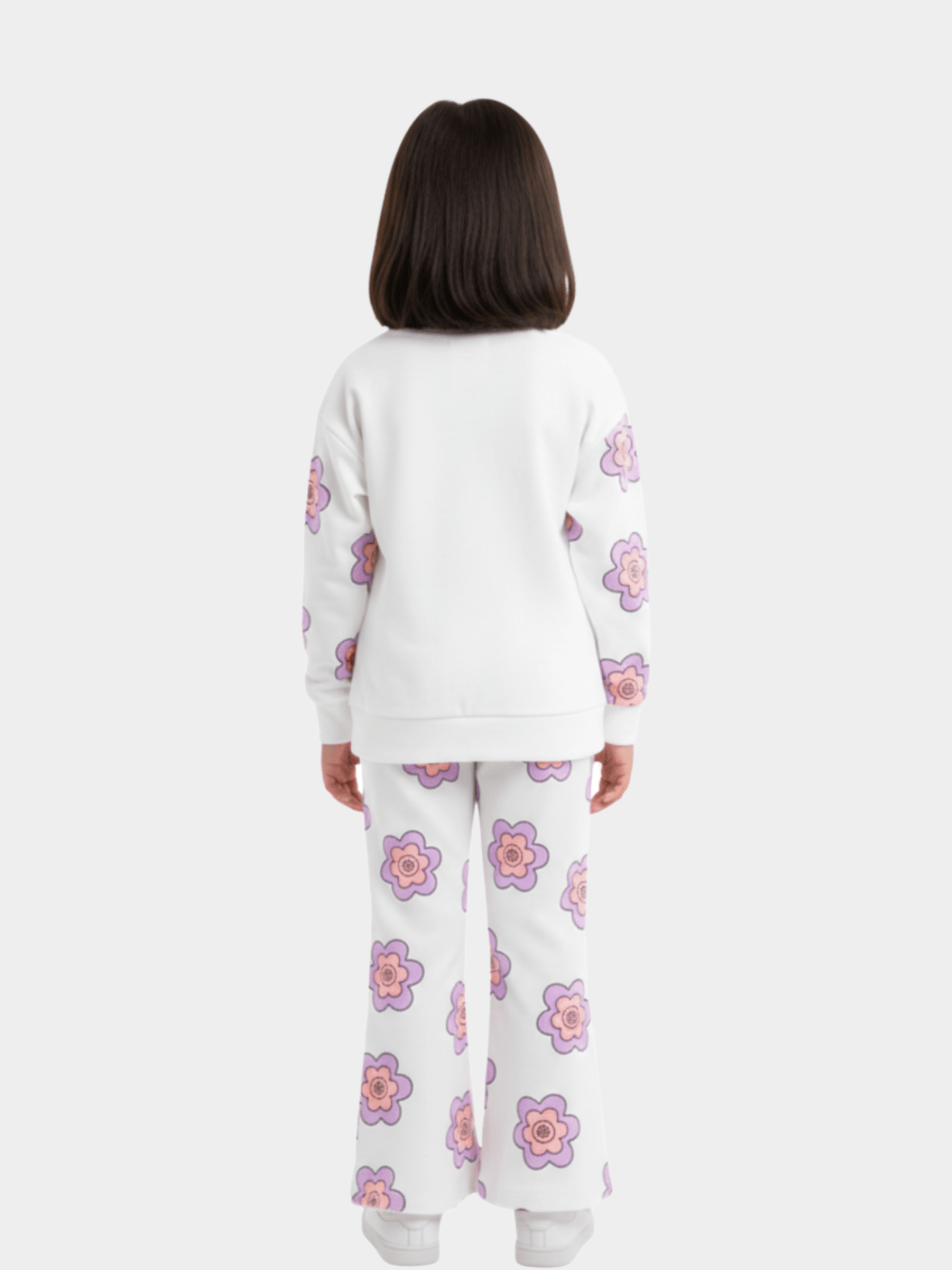 Kids' Casual White & Lavender Minnie Mouse Pullover Top & Flare Pant Outfit