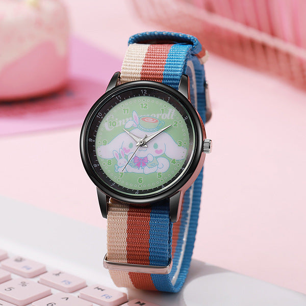 Kids Cinnamoroll Nylon Strap Watch - Rainbow Stripe