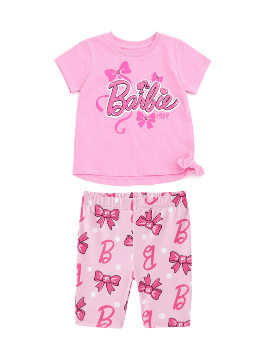 Kids Girl Pink Barbie 2pcs T-shirt & Shorts Set (2yrs - 10yrs)
