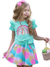 Kids Girl Rainbow Printed Stylish Skirt Set