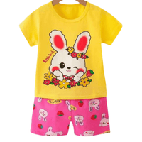 Kids Girls Cartoon Printed Yellow Set