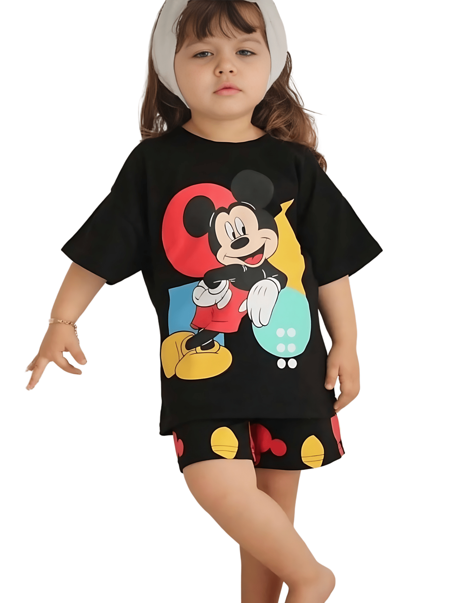 Kids Girls Character Printed Black Set