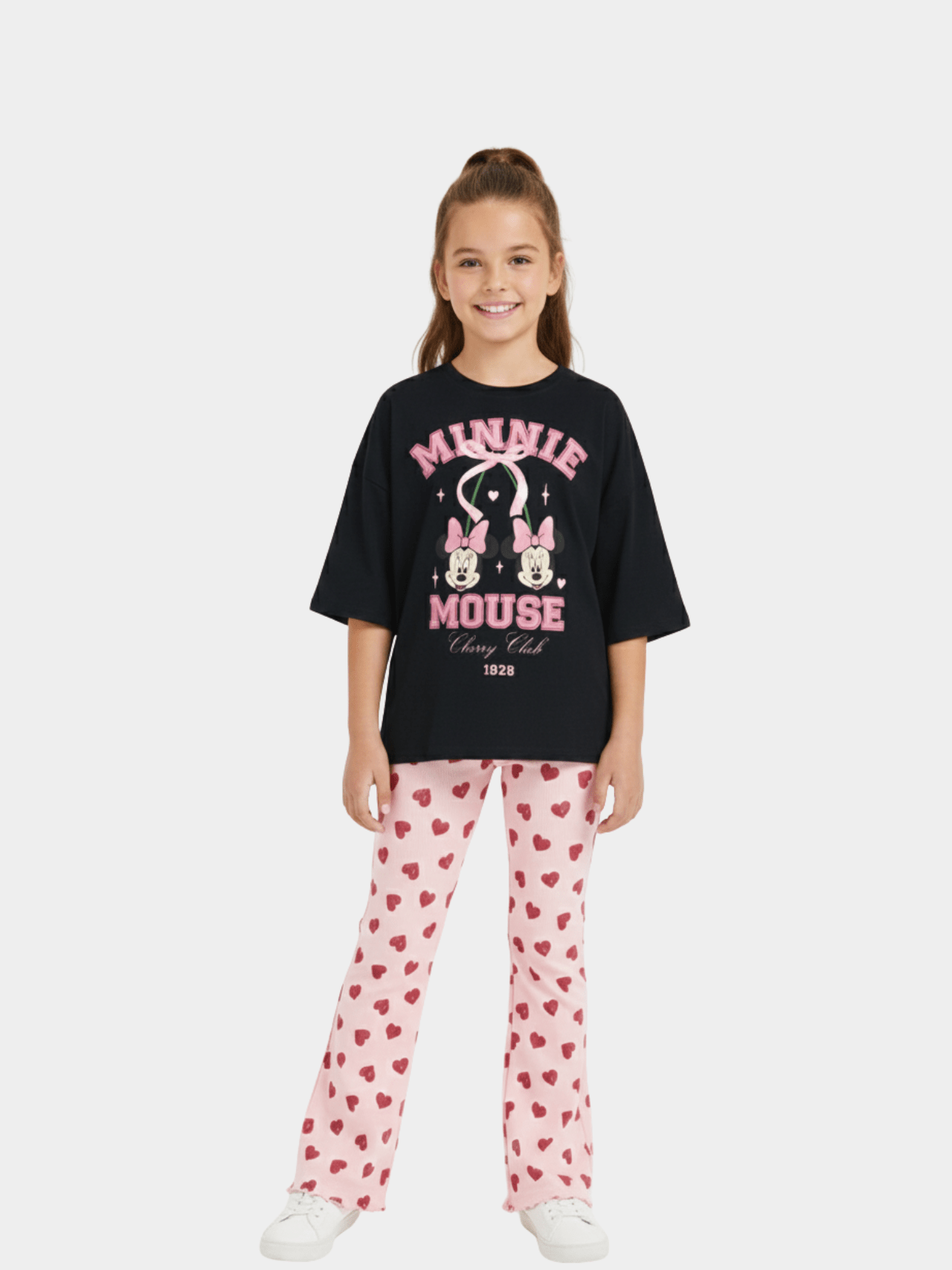 Kids Girls Disney Minnie Mouse T-Shirt & Flared Long Pants Set