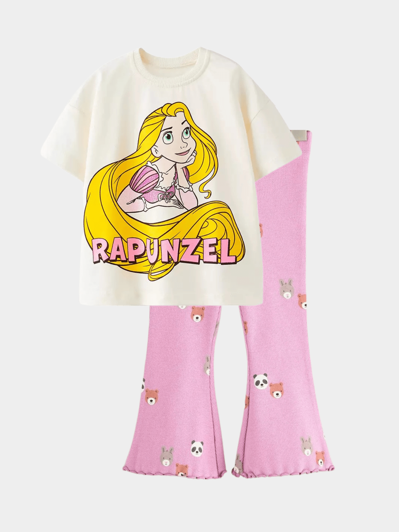 Kids Girls Disney Rapunzel T-Shirt & Flared Long Pants Set
