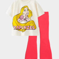 Kids Girls Disney Rapunzel T-Shirt & Flared Long Pants Set