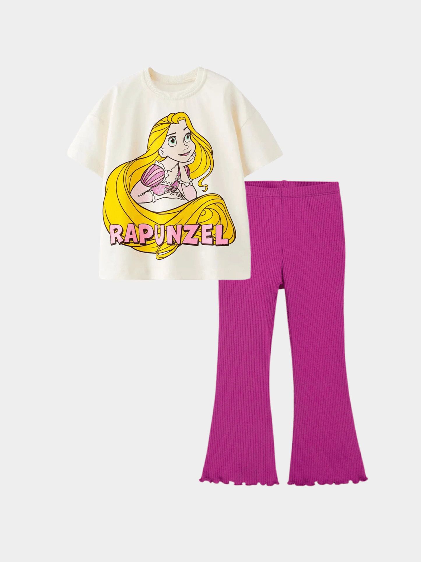 Kids Girls Disney Rapunzel T-Shirt & Flared Long Pants Set