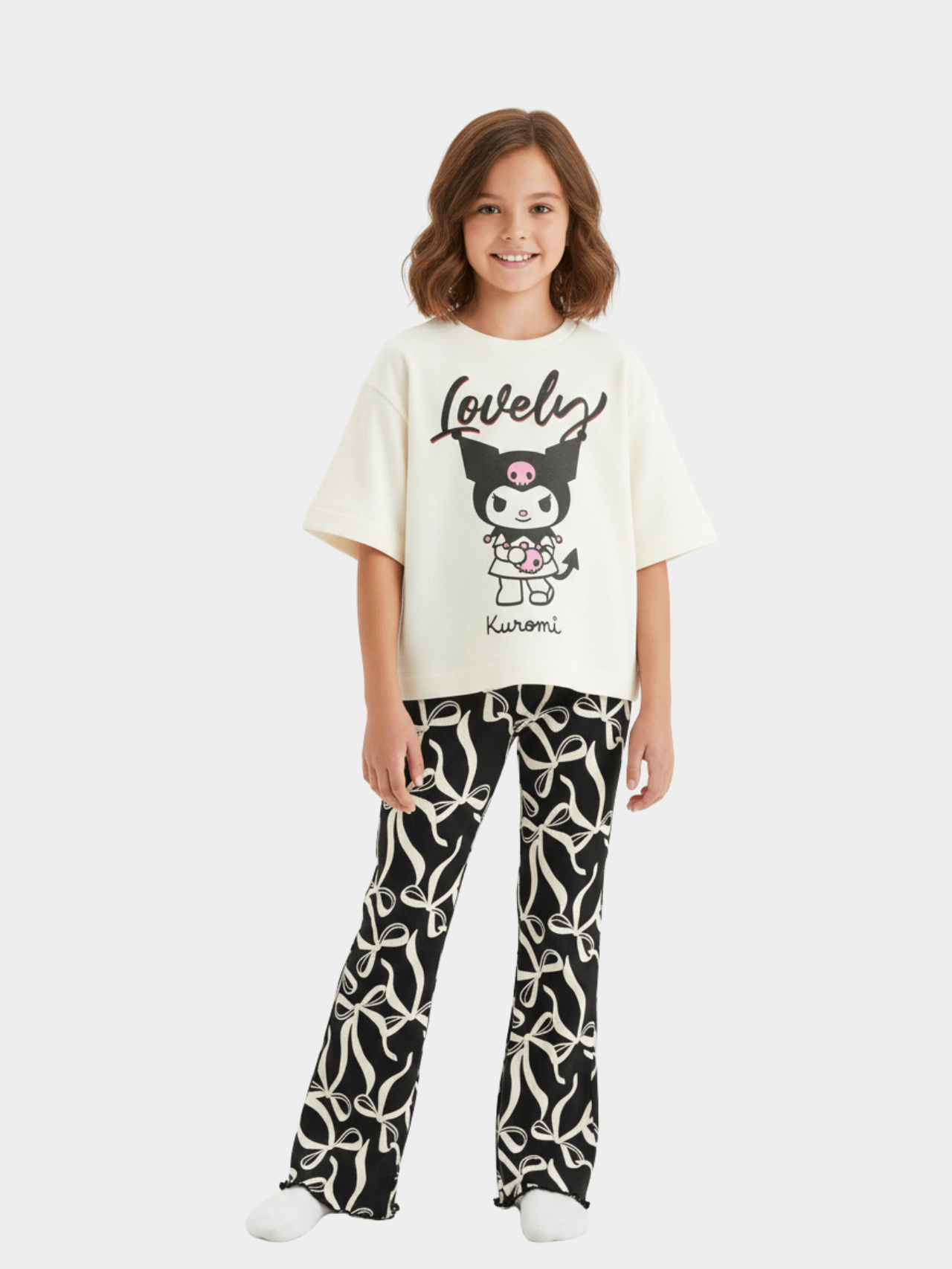 Kids Girls Kuromi T-Shirt & Flared Long Pants Set