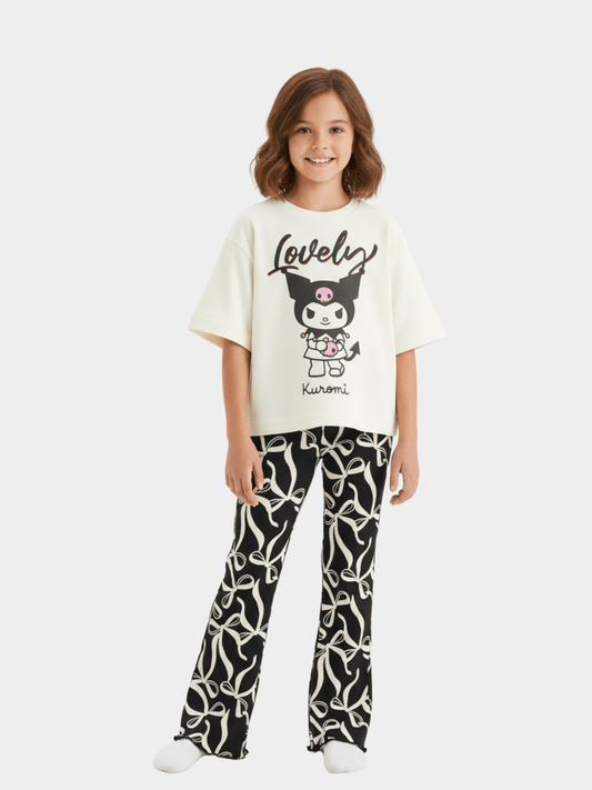 Kids Girls Kuromi T-Shirt & Flared Long Pants Set