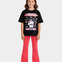 Kids Girls Kuromi T-Shirt & Flared Long Pants Set