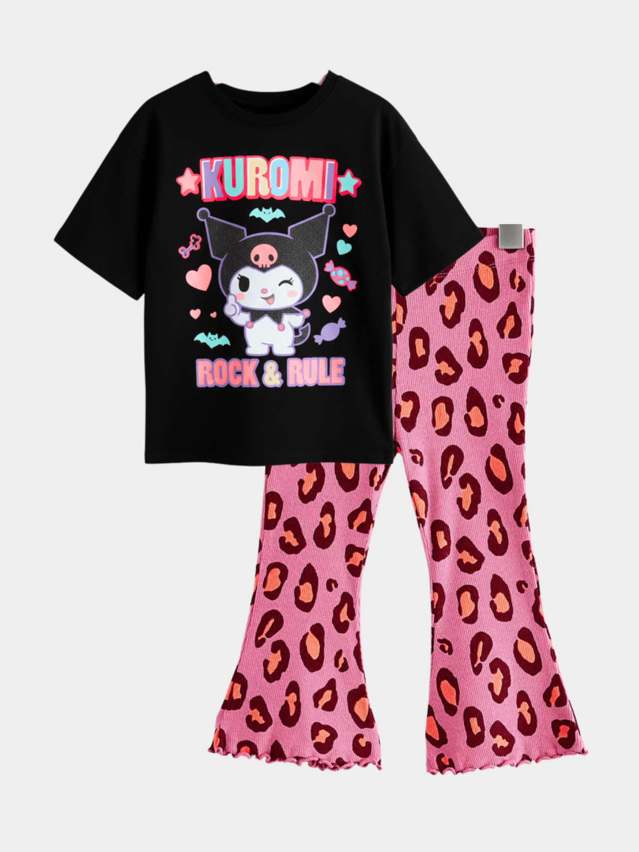 Kids Girls Kuromi T-Shirt & Flared Long Pants Set