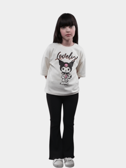 Kids Girls Kuromi T-Shirt & Flared Long Pants Set