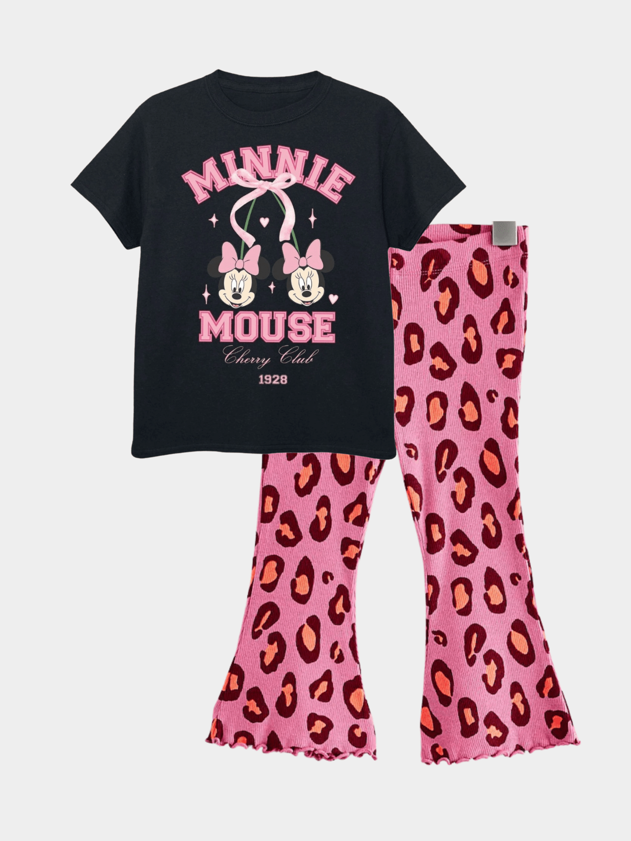 Kids Girls Minnie Mouse T-Shirt & Flared Pants Set