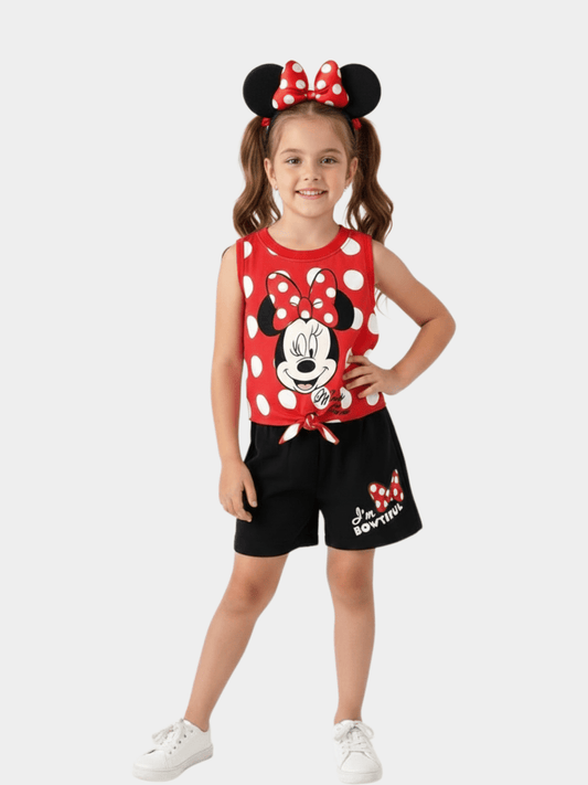 Kids Girls Minnie Mouse T-shirt & Shorts Set