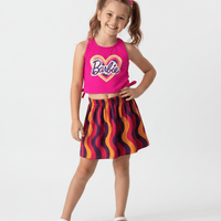 Kids Girls Pink Barbie Skirt Set
