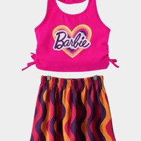 Kids Girls Pink Barbie Skirt Set