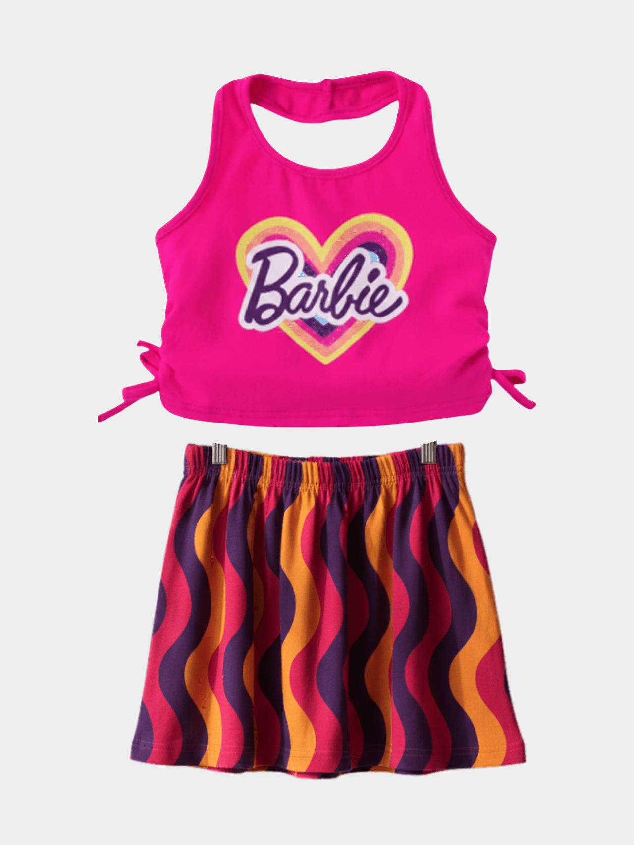 Kids Girls Pink Barbie Skirt Set