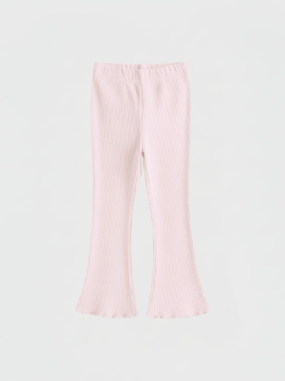 Kids' Girls Pink Ribbed Flared Leggings