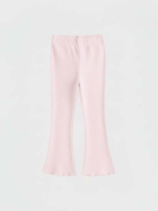 Kids' Girls Pink Ribbed Flared Leggings