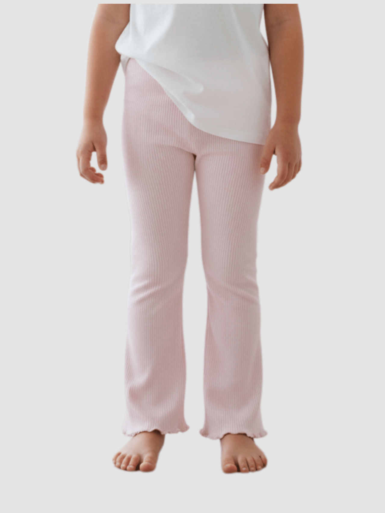 Kids' Girls Pink Ribbed Flared Leggings