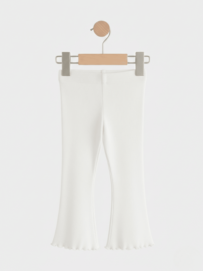 Kids Girls White Ribbed Flared Pants