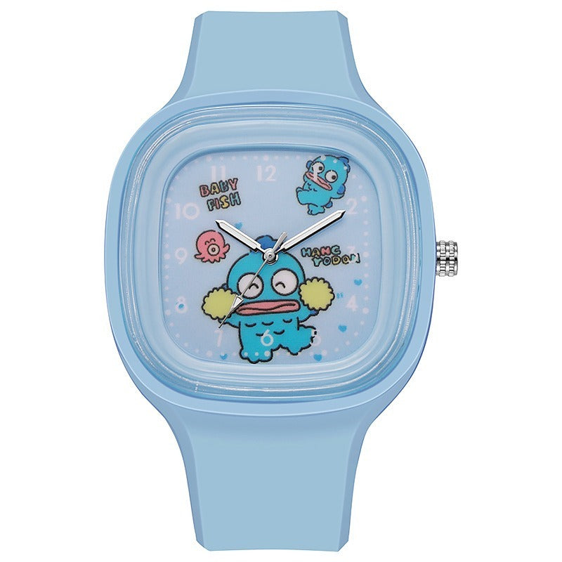 Kids Hangyodon Square Silicone Watch - Sky Blue