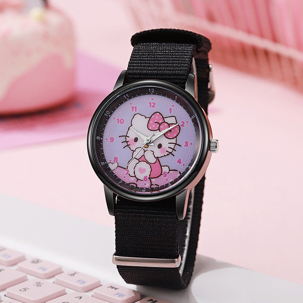 Kids Hello Kitty Nylon Strap Watch - Black