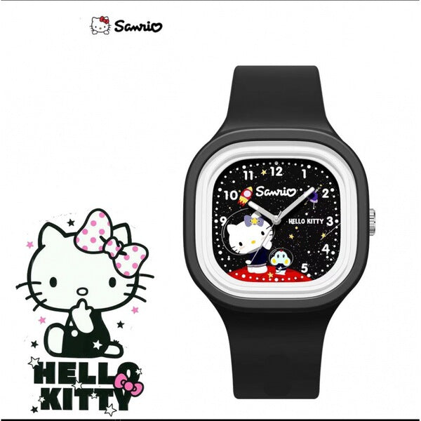 Kids Hello Kitty Space Square Silicone Watch - Black - View 2