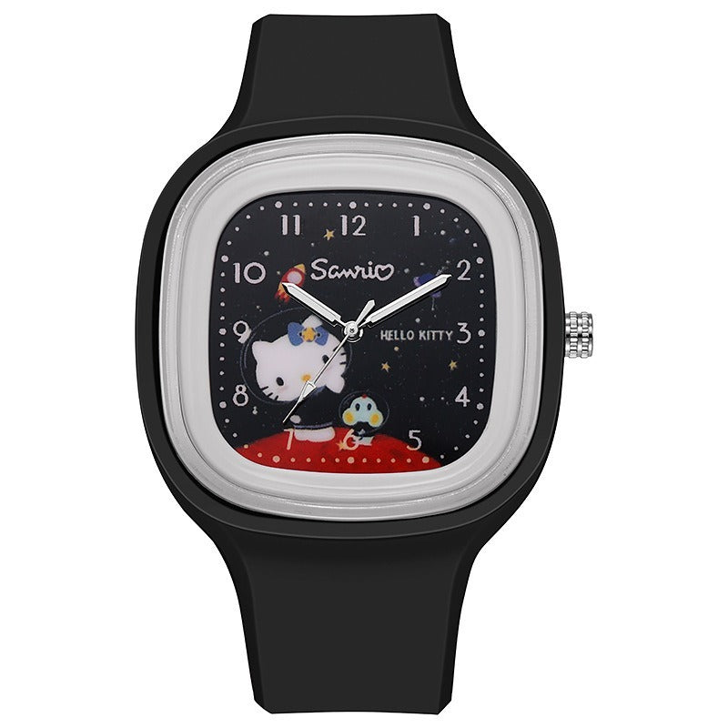 Kids Hello Kitty Space Square Silicone Watch - Black