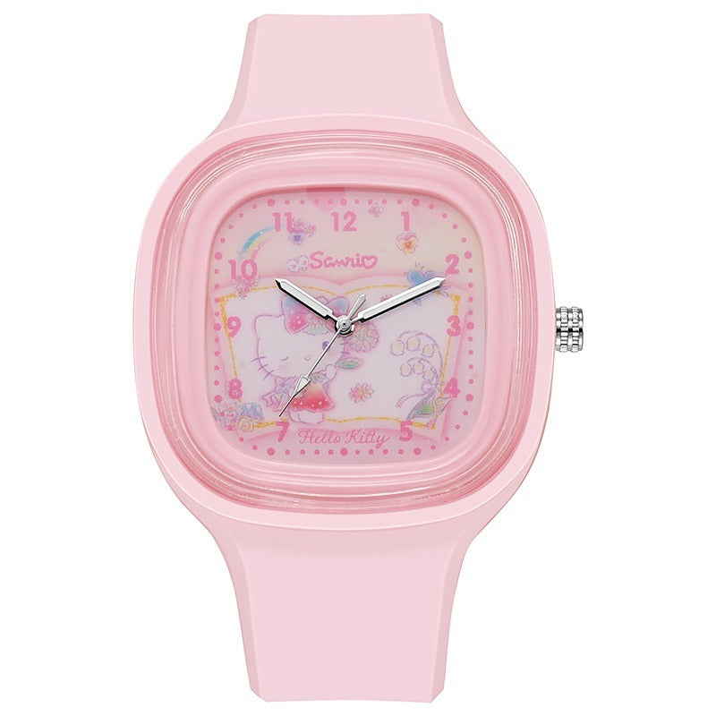 Kids Hello Kitty Square Silicone Watch - Pink