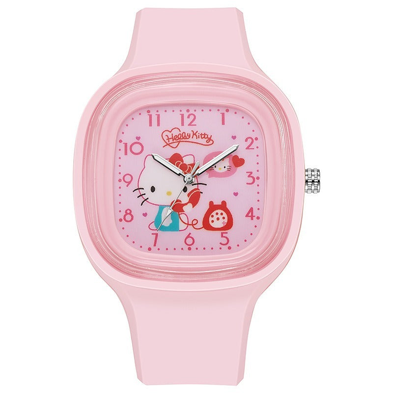 Kids Hello Kitty Telephone Square Silicone Watch - Pink