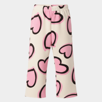 Kids' Ivory & Pink Heart Print Sweatpants