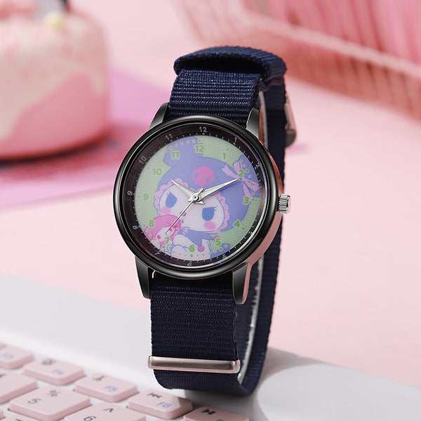 Kids Kuromi & My Melody Nylon Strap Watch - Navy