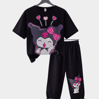 Kids Kuromi Love T-shirt & 3 Quarter Pants Set