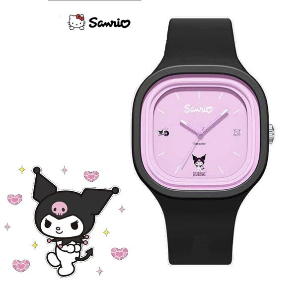 Kids Kuromi Minimal Square Silicone Watch - Black - View 2