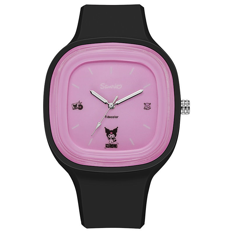 Kids Kuromi Minimal Square Silicone Watch - Black
