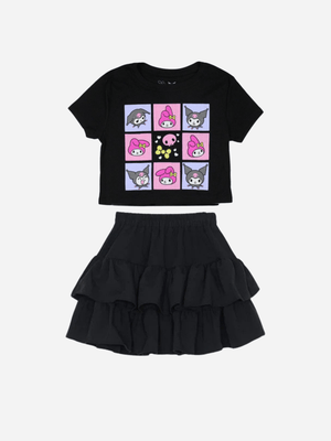 Kids Kuromi Printed T-shirt & Skirt Set (2yrs - 10yrs)