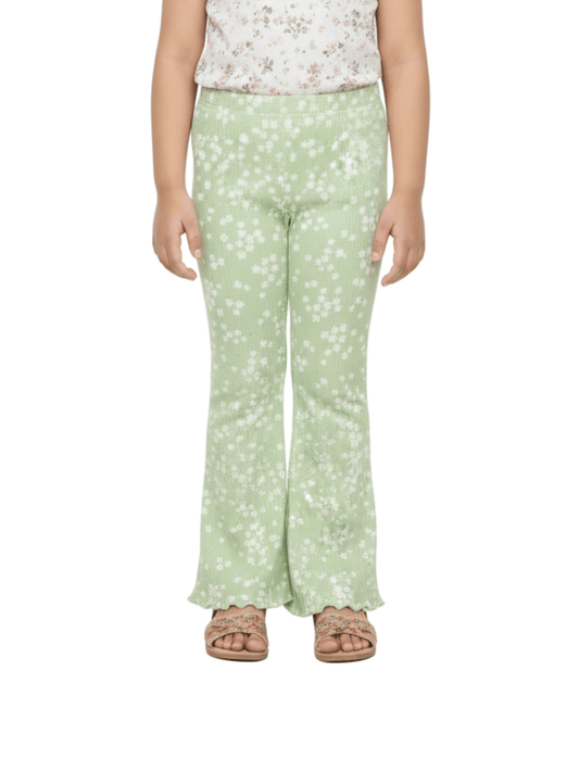 Kids Light Green Printed Flared Long Pant (3yrs - 12yrs)