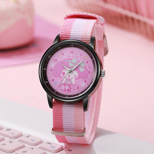 Kids My Melody Nylon Strap Watch - Pink Stripe