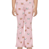 Kids Pink Animal Printed Flared Long Pant (3yrs - 12yrs)