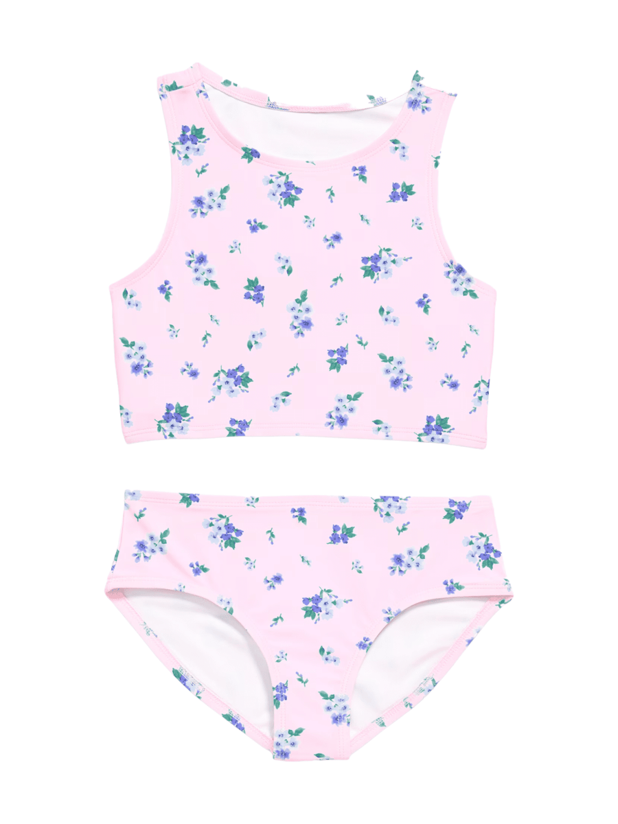 Kids Pink Flower Swimsuit