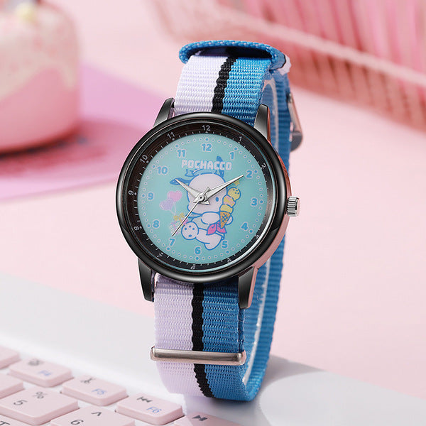 Kids Pochacco Nylon Strap Watch - Blue & White