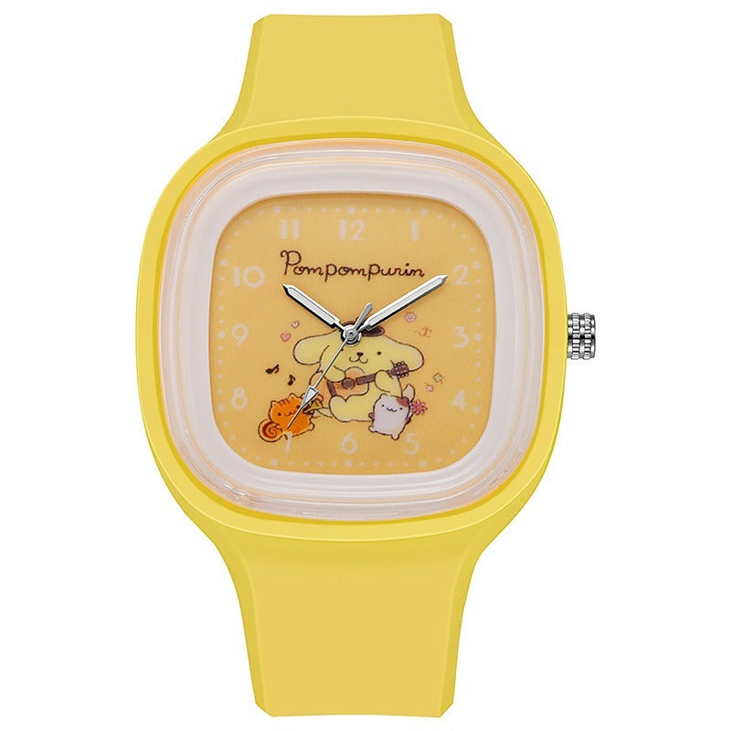Kids Pompompurin Square Silicone Watch - Yellow