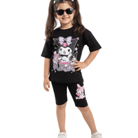 Kids Stylish Kuromi Printed T-shirt Set With Quater Pant (2yrs - 12yrs)