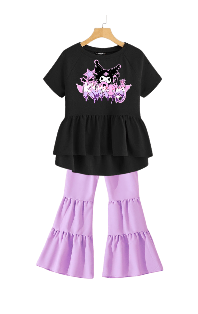 Kids Stylish Kurumi Dress With Floral Pant