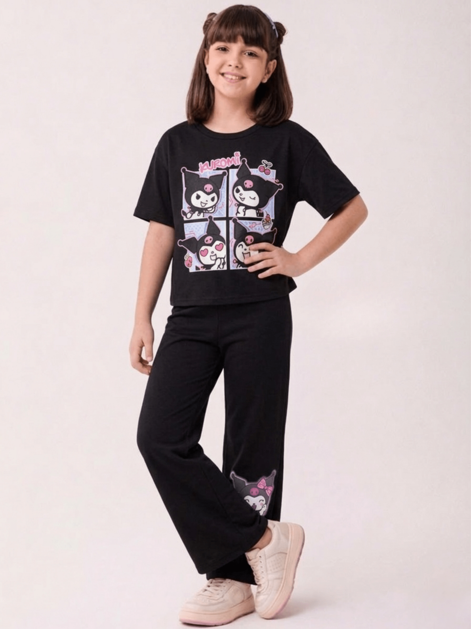 Kuromi Girls Long Pyjamas - Black