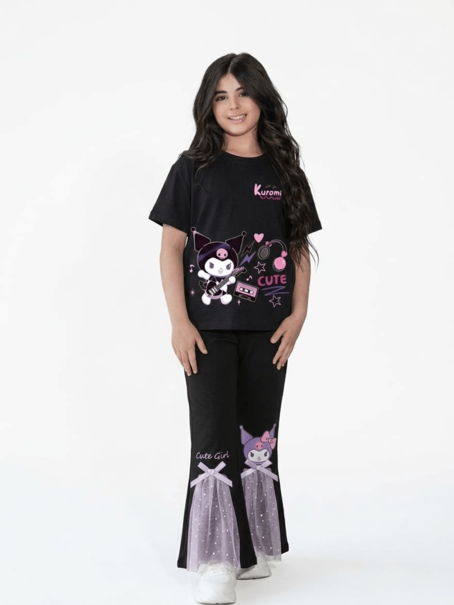 Kuromi Long Pyjamas - Black (4 - 12yrs)